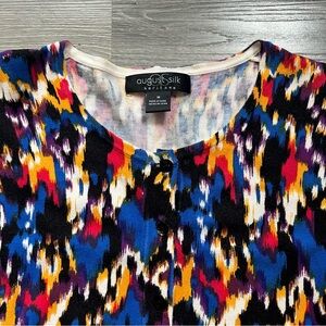August Silk Abstract Multicolor Patterned Cardigan